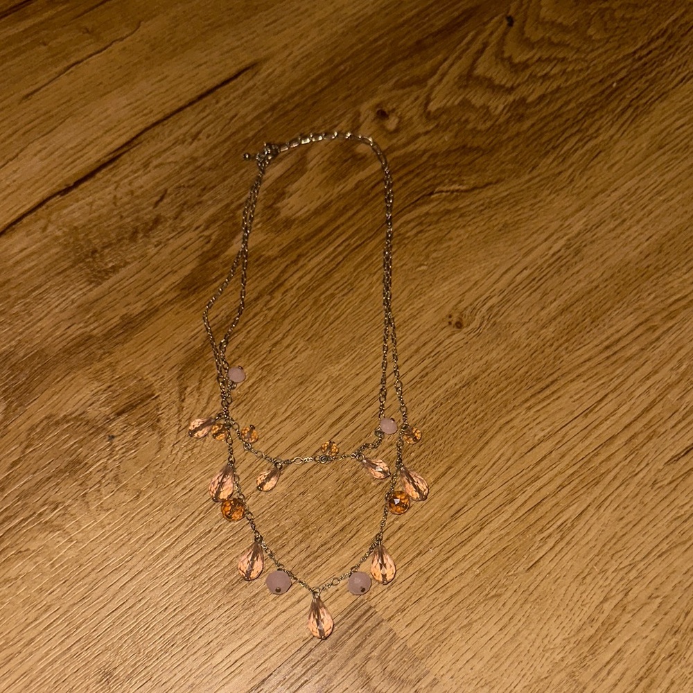 Chic Gold and Pink Teardrop Necklace